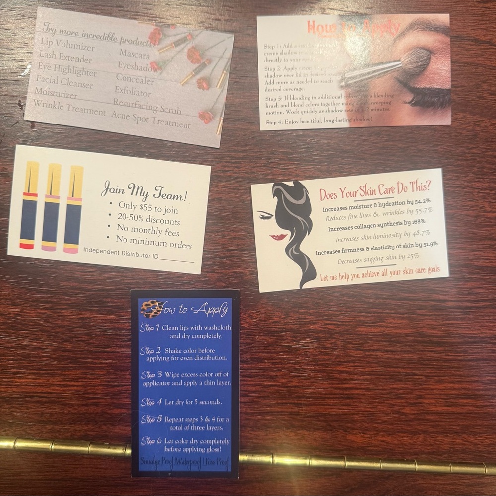 Various SeneGence advertising/how to cards